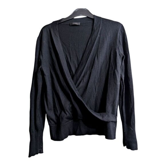Jcrew black 💯 merino wrap cardigan sz S - Picture 2 of 5